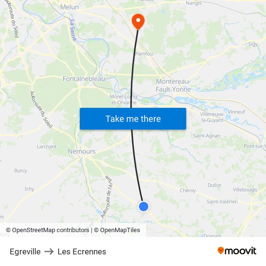 Egreville to Les Ecrennes map