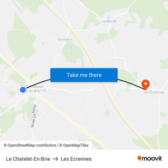 Le Chatelet-En-Brie to Les Ecrennes map