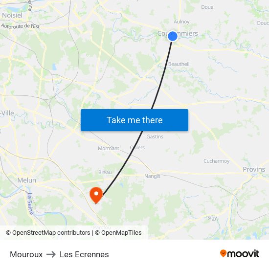 Mouroux to Les Ecrennes map