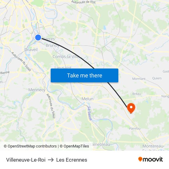 Villeneuve-Le-Roi to Les Ecrennes map