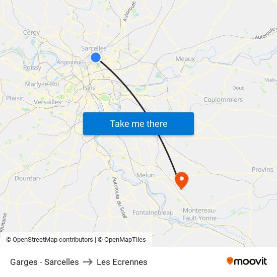 Garges - Sarcelles to Les Ecrennes map