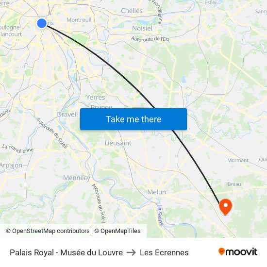Palais Royal - Musée du Louvre to Les Ecrennes map