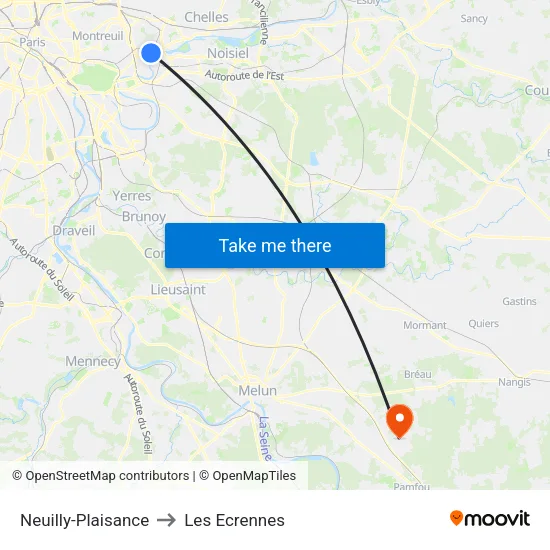 Neuilly-Plaisance to Les Ecrennes map