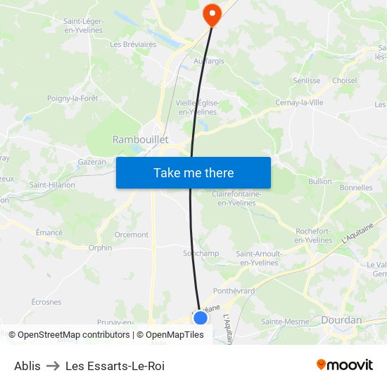 Ablis to Les Essarts-Le-Roi map