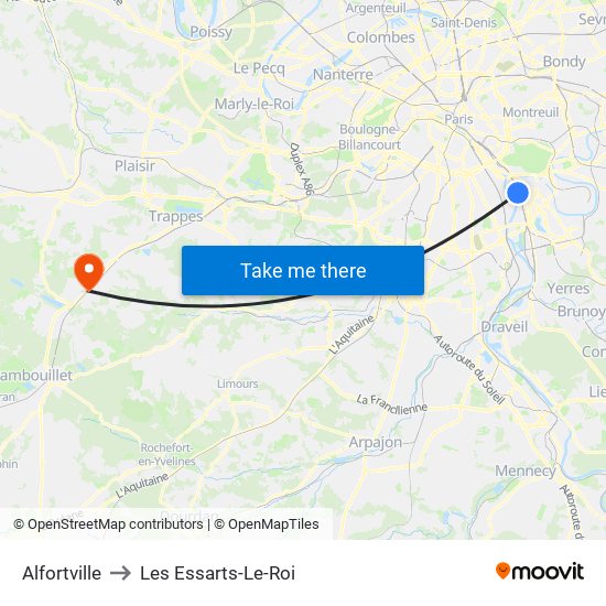 Alfortville to Les Essarts-Le-Roi map