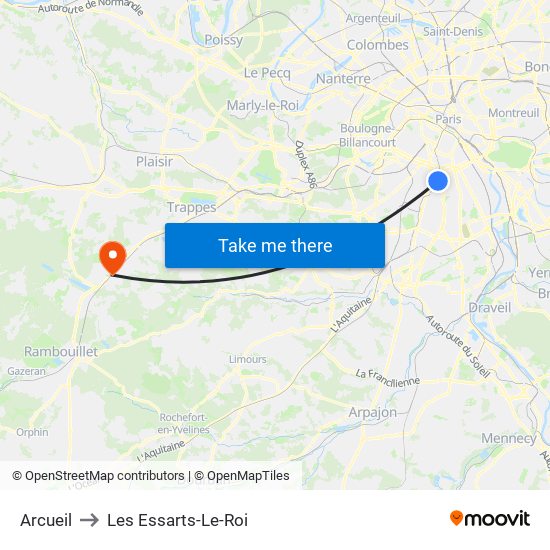 Arcueil to Les Essarts-Le-Roi map