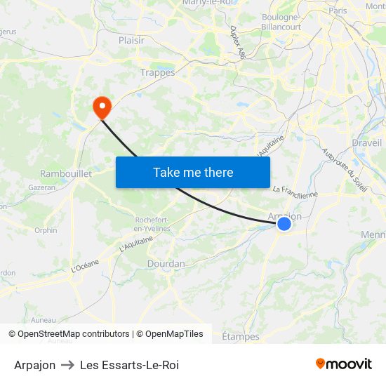 Arpajon to Les Essarts-Le-Roi map