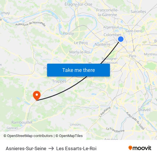 Asnieres-Sur-Seine to Les Essarts-Le-Roi map