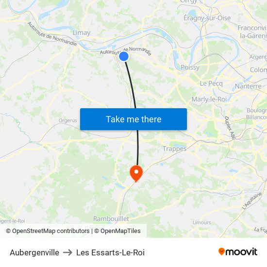 Aubergenville to Les Essarts-Le-Roi map
