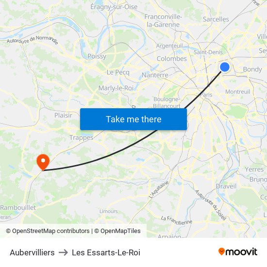 Aubervilliers to Les Essarts-Le-Roi map