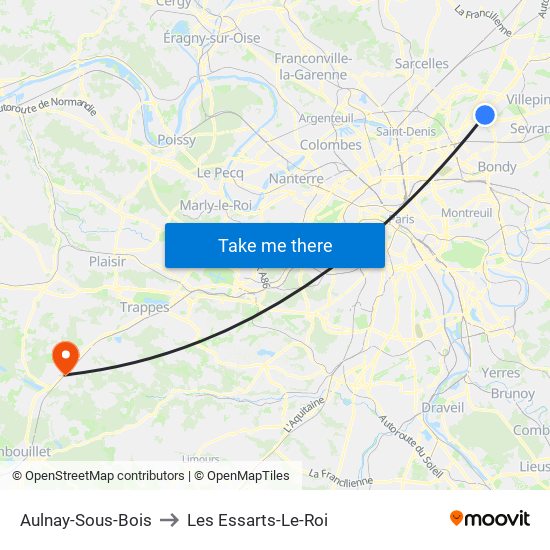 Aulnay-Sous-Bois to Les Essarts-Le-Roi map