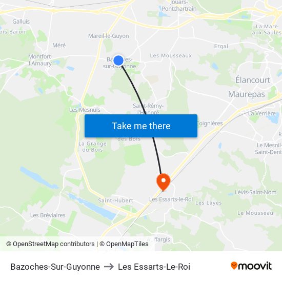 Bazoches-Sur-Guyonne to Les Essarts-Le-Roi map