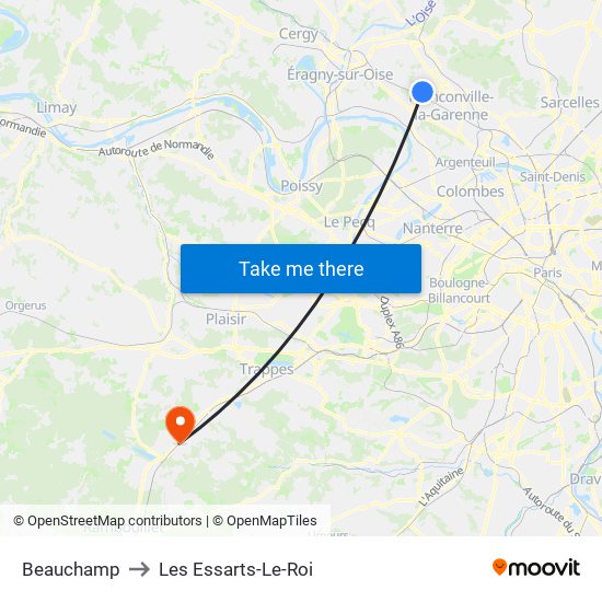 Beauchamp to Les Essarts-Le-Roi map