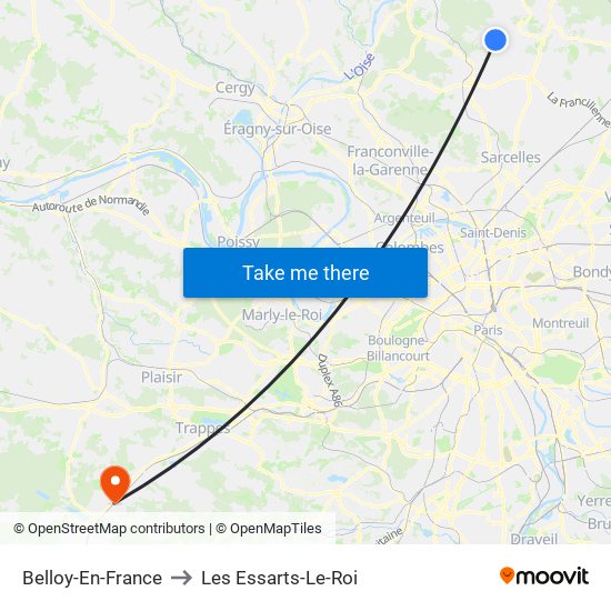 Belloy-En-France to Les Essarts-Le-Roi map