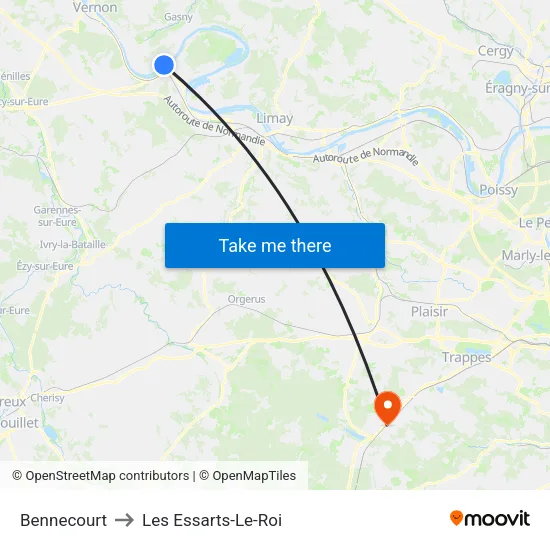 Bennecourt to Les Essarts-Le-Roi map