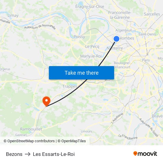 Bezons to Les Essarts-Le-Roi map
