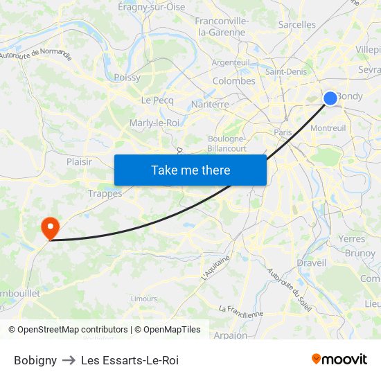 Bobigny to Les Essarts-Le-Roi map