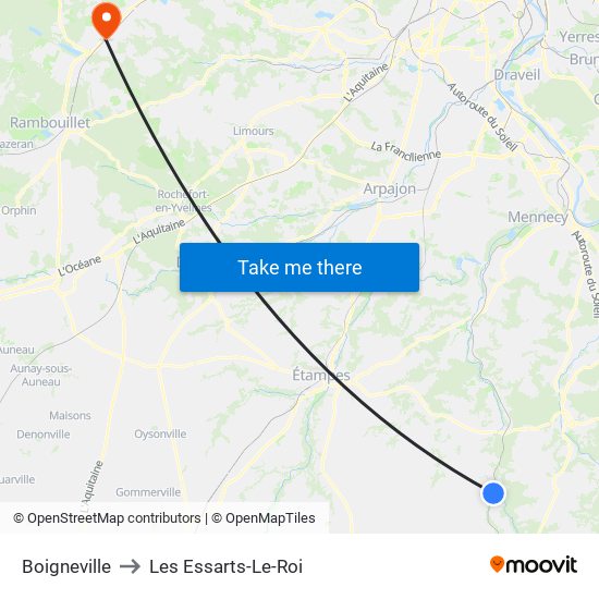 Boigneville to Les Essarts-Le-Roi map