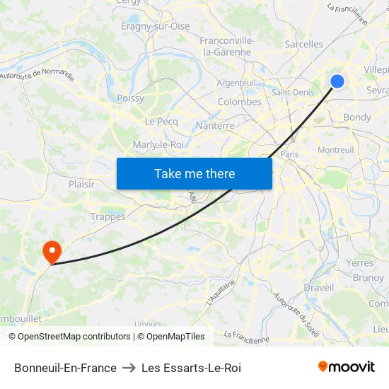 Bonneuil-En-France to Les Essarts-Le-Roi map