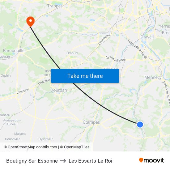 Boutigny-Sur-Essonne to Les Essarts-Le-Roi map