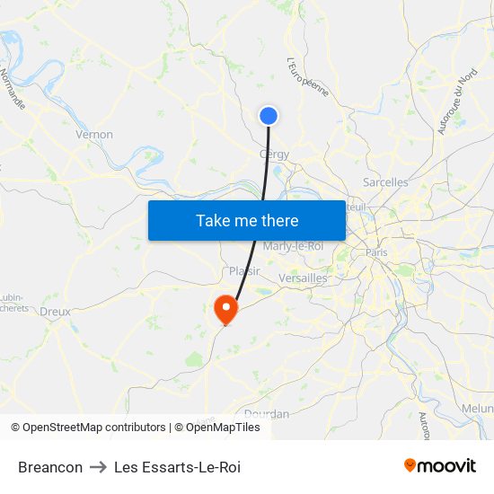 Breancon to Les Essarts-Le-Roi map