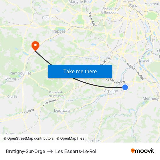 Bretigny-Sur-Orge to Les Essarts-Le-Roi map