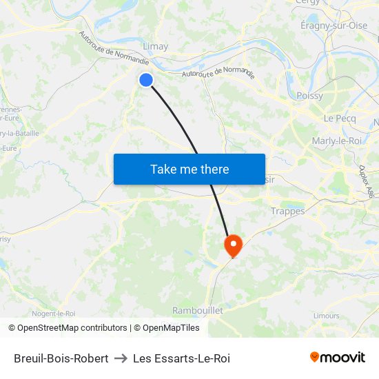 Breuil-Bois-Robert to Les Essarts-Le-Roi map