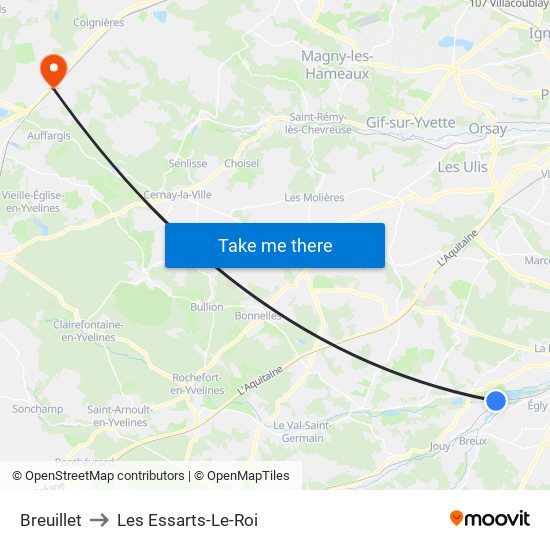Breuillet to Les Essarts-Le-Roi map