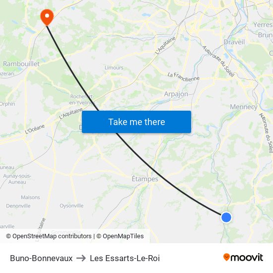 Buno-Bonnevaux to Les Essarts-Le-Roi map