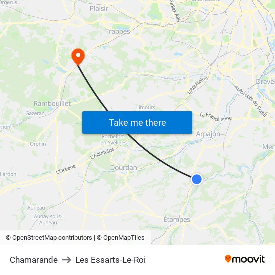 Chamarande to Les Essarts-Le-Roi map