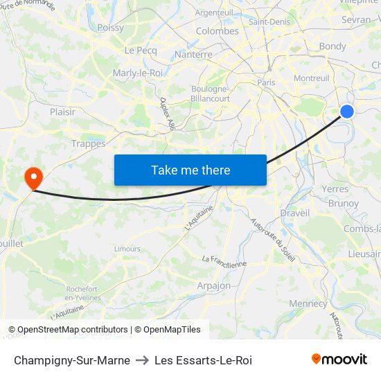 Champigny-Sur-Marne to Les Essarts-Le-Roi map