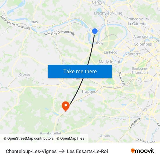 Chanteloup-Les-Vignes to Les Essarts-Le-Roi map