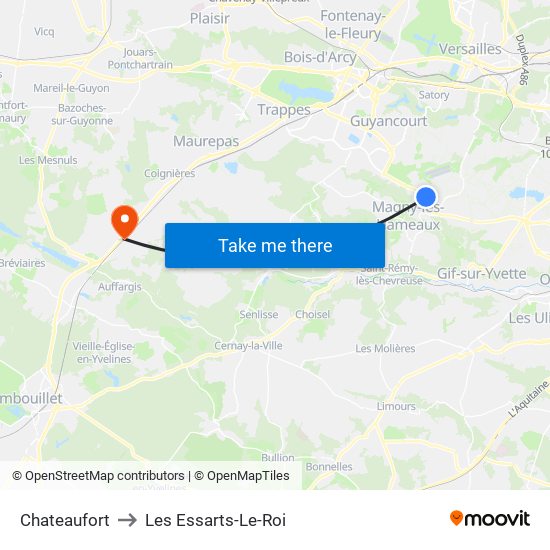 Chateaufort to Les Essarts-Le-Roi map