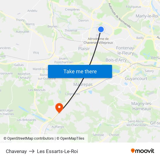 Chavenay to Les Essarts-Le-Roi map