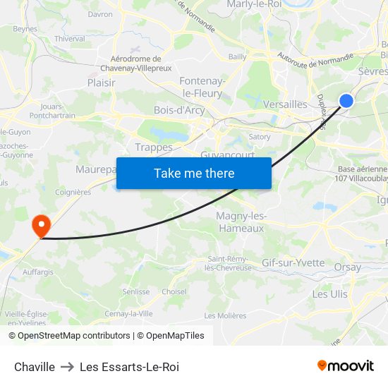 Chaville to Les Essarts-Le-Roi map