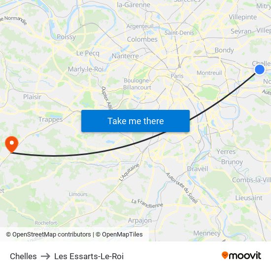 Chelles to Les Essarts-Le-Roi map