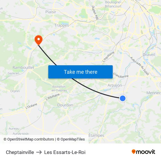 Cheptainville to Les Essarts-Le-Roi map