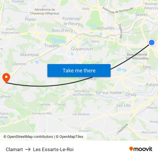 Clamart to Les Essarts-Le-Roi map