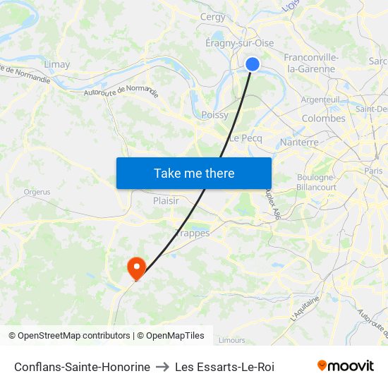 Conflans-Sainte-Honorine to Les Essarts-Le-Roi map