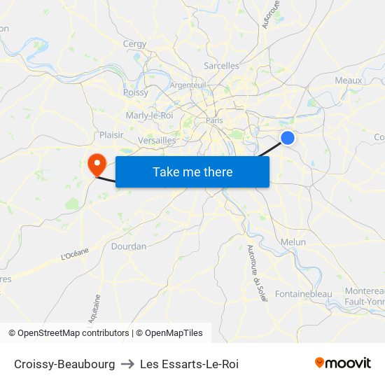 Croissy-Beaubourg to Les Essarts-Le-Roi map