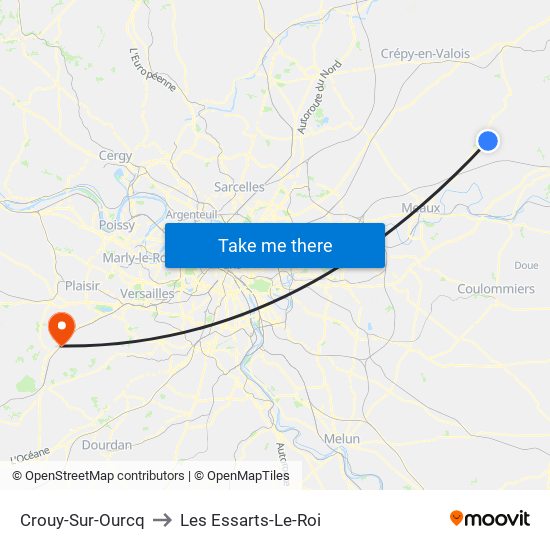 Crouy-Sur-Ourcq to Les Essarts-Le-Roi map