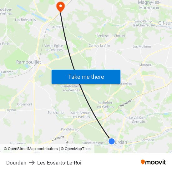 Dourdan to Les Essarts-Le-Roi map