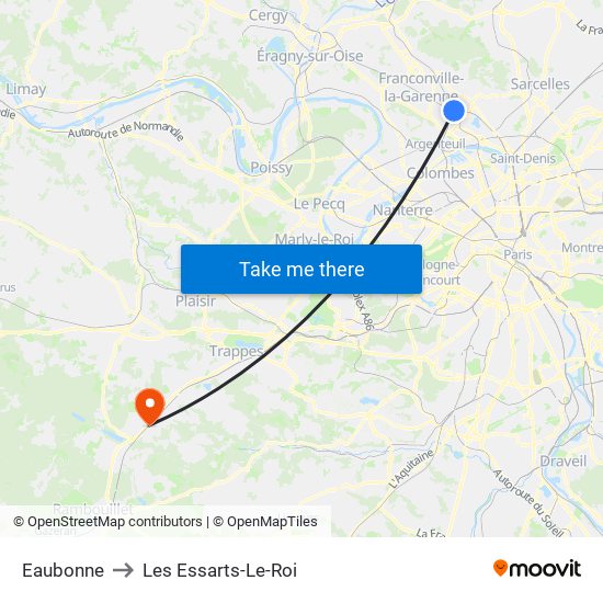 Eaubonne to Les Essarts-Le-Roi map