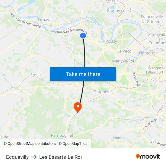Ecquevilly to Les Essarts-Le-Roi map