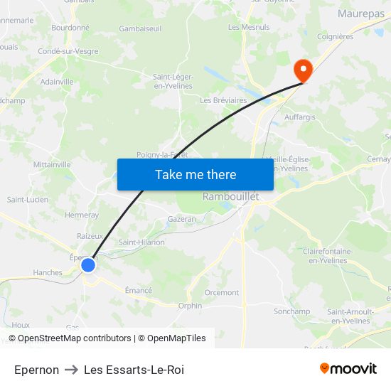 Epernon to Les Essarts-Le-Roi map