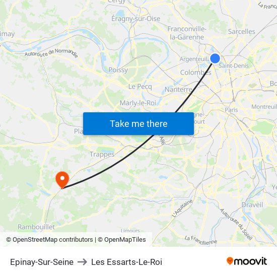 Epinay-Sur-Seine to Les Essarts-Le-Roi map