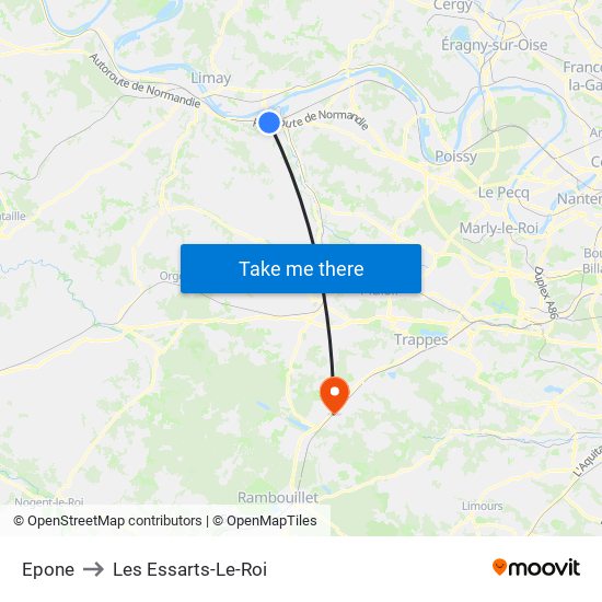 Epone to Les Essarts-Le-Roi map