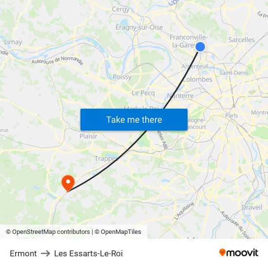 Ermont to Les Essarts-Le-Roi map