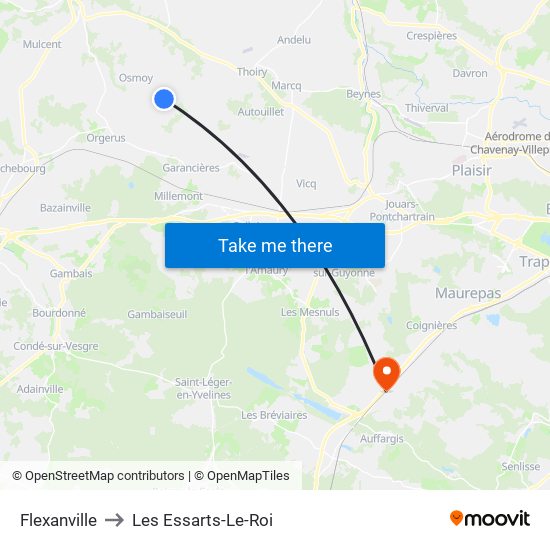 Flexanville to Les Essarts-Le-Roi map