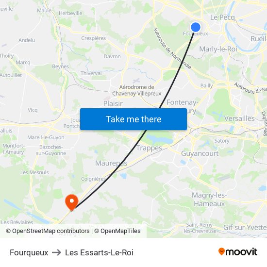Fourqueux to Les Essarts-Le-Roi map